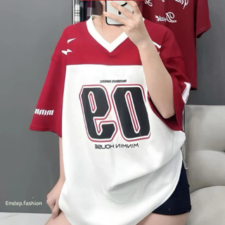 Áo phông số 09 cổ chữ V, Áo phông tay lỡ Unisex Cotton co dãn