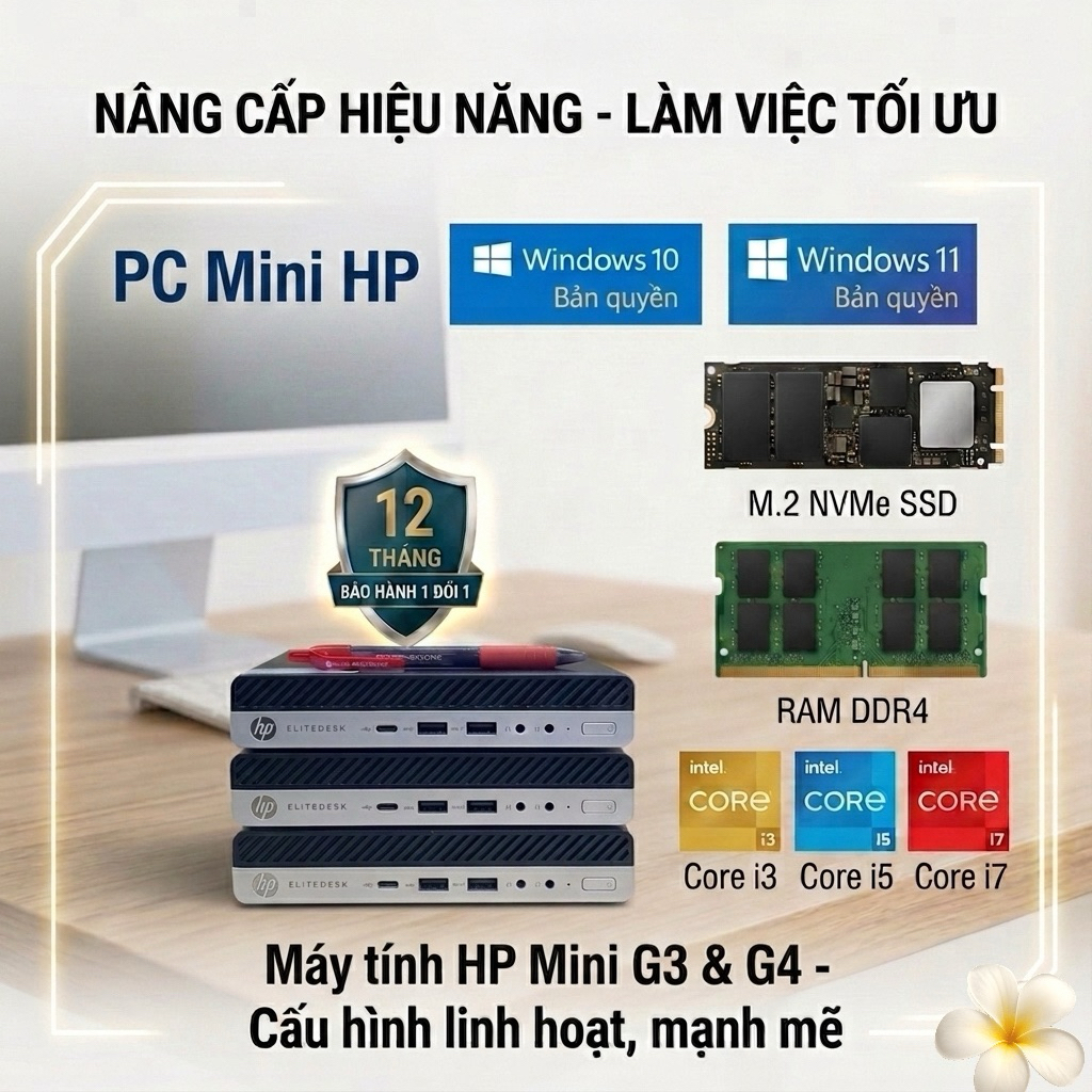 Máy tính pc Hp mini  HP800G3 - G4(wifi /Bluetooth)-cpu i3 6100T,7100T,i5 6500T,7500T,8500T,9500T,870