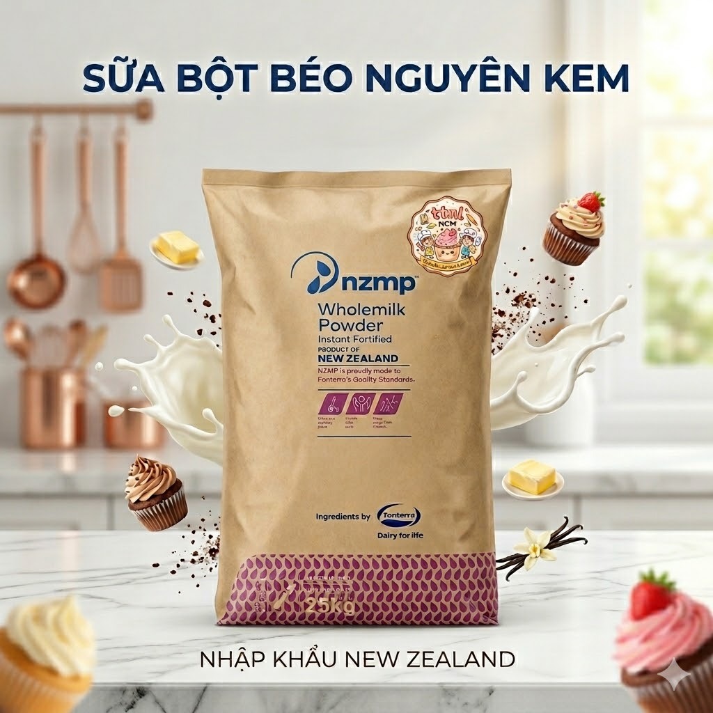 [Nguyên bao 25kg] Sữa Bột Béo Nguyên Kem Nzmp Fonterra Nhập Khẩu New Zealand - Wholemeal