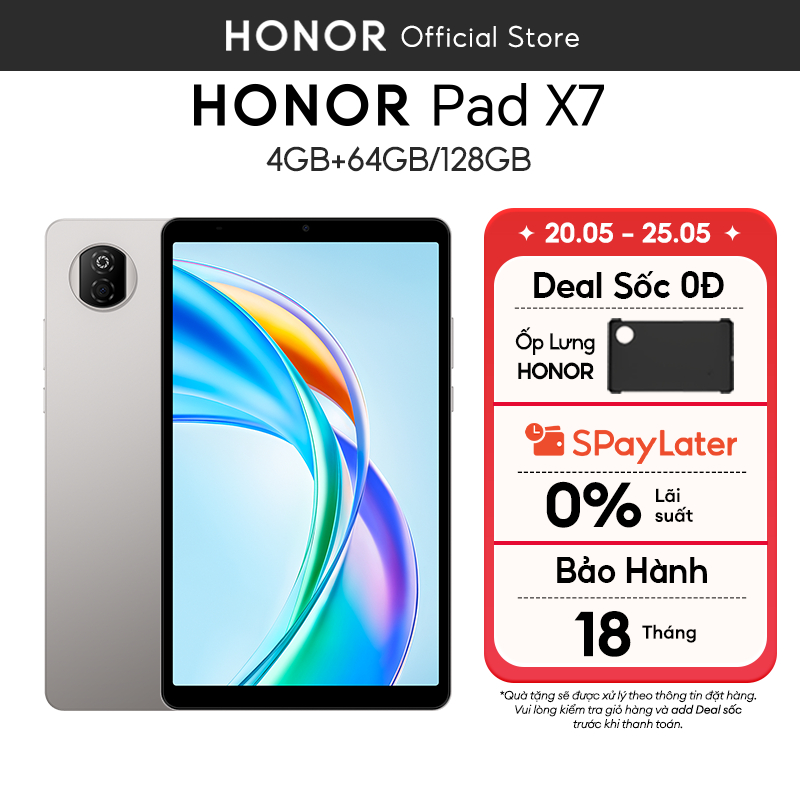 Máy Tính Bảng Honor Pad X7 4GB+64GB/ 128GB | Pin 7020mAh | Chip Snapdragon 680 8 nhân | BH 18 Tháng Hàng Chính Hãng
