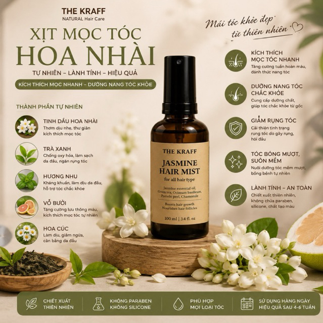 XỊT MỌC TÓC HOA NHÀI, BƯỞI - NANG TÓC SlÊU CHẮC KHOẺ