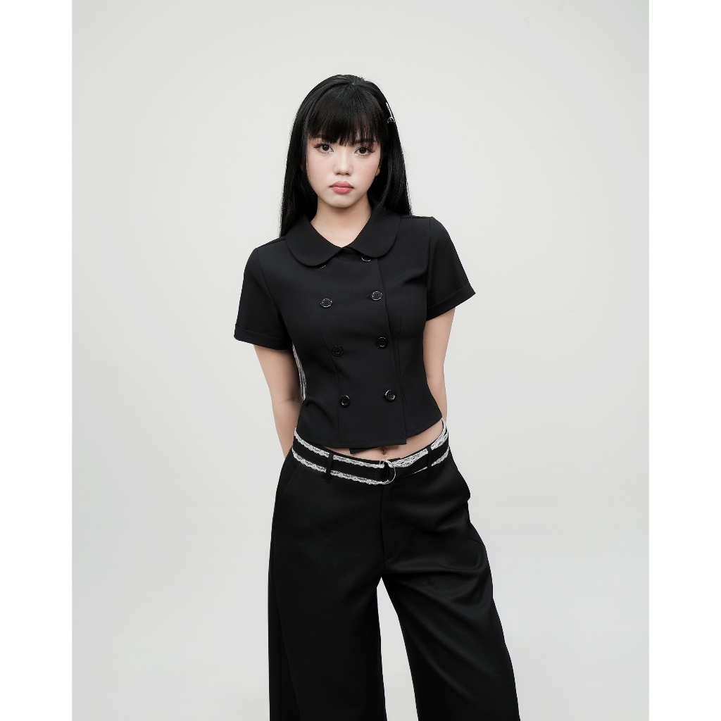 DALLA Sơ mi ngắn cổ tròn nút đôi (SM50) HOT! | BigBuy360 - bigbuy360.vn