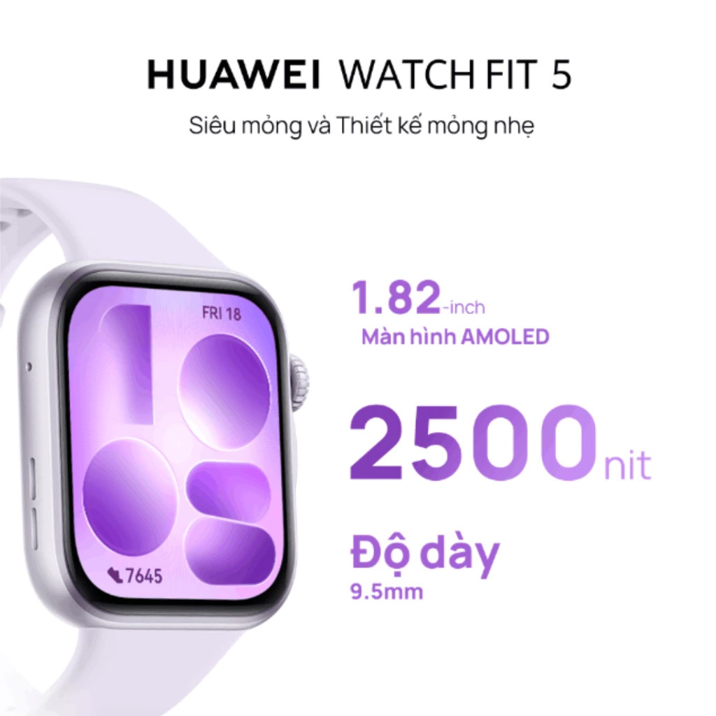 Đồng Hồ Thông Minh HUAWEI WATCH FIT 5| Thiết Kế Mỏng Nhẹ | Mini-Workout | Thời Lượng Lên Đến 10 Ngày | BigBuy360 - bigbuy360.vn