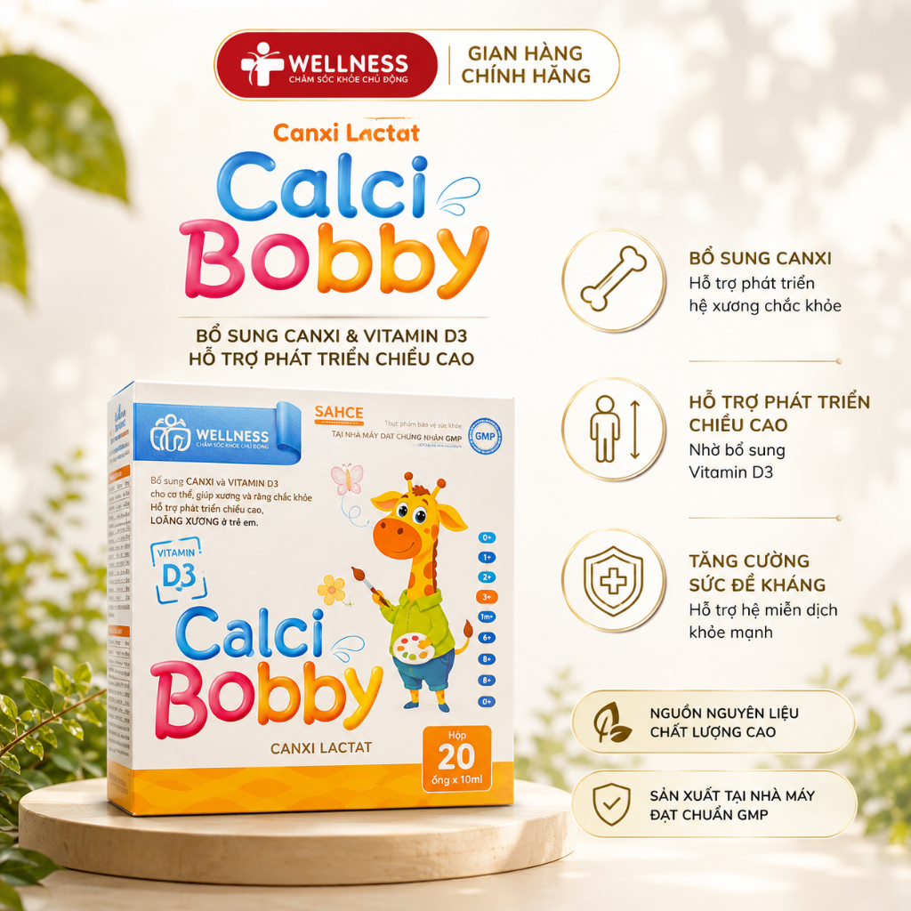 Canxi cho bé CANXI BOBBY TW Hanopharco, hộp 30 gói hi i