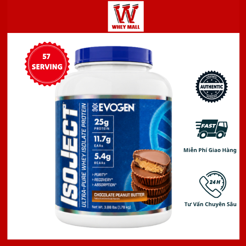 Evogen Isoject Whey Protein Isolate 4lbs  (57 Lần Dùng) Whey Protein Isolate Hỗ trợ tập luyện