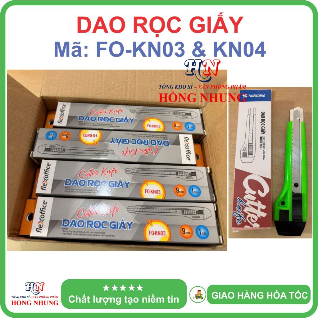 [SALE] Dao Rọc Giấy Flexoffice FO-KN03B / KN04B, Sắc bén, bền bỉ