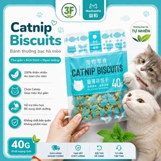 Bánh Cá Catnip Biscuits Matchwell 40g Cho Mèo | Hỗ Trợ Tiêu Lông | Combo 3-30 Gói
