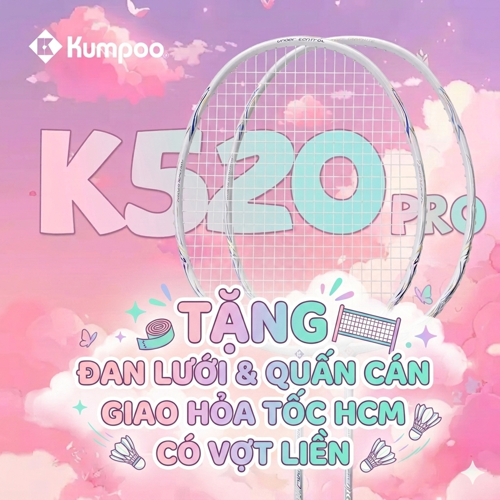 Vợt Cầu Lông Kumpoo K520 Pro, K520 Pro Plus, Sakura, Flower Partner Chính Hãng Cho Người Mới | Halo 
