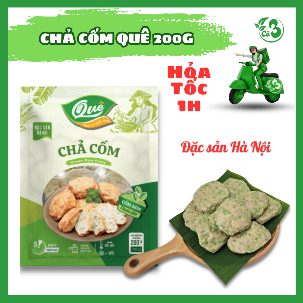 [Hỏa Tốc 1H] Chả Cốm Làng Vòng Chuẩn Vị Hà Nội - Chả Cốm Quê 200G