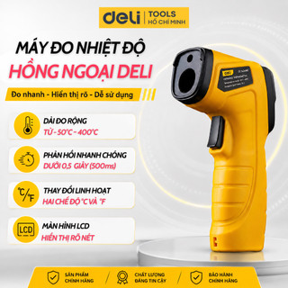 Máy Đo Nhiệt Độ Hồng Ngoại Chính Hãng DELI - Định Vị 9 Điểm Đo Thông Minh - Dải Đo -30°C đến 550°C