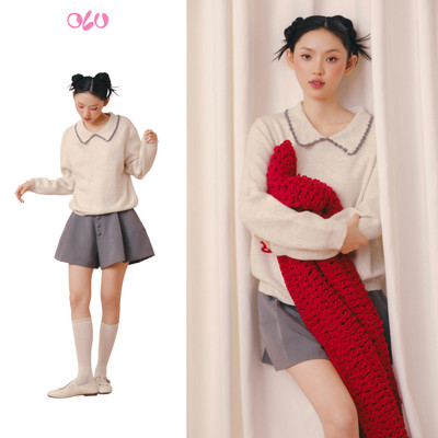 Chân váy OLV ngắn phối cúc năng động Gray Pleated Button Mini Skirt phù hợp đi chơi