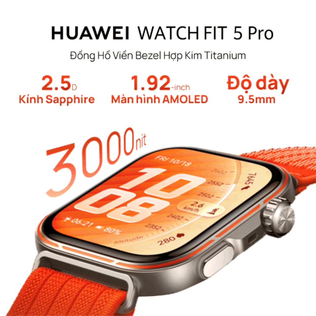 Đồng Hồ Thông Minh HUAWEI WATCH FIT 5 Pro| Titanium&Kính Sapphire2.5D| Nghiên Cứu Nguy Cơ Tiểu Đường | BigBuy360 - bigbuy360.vn