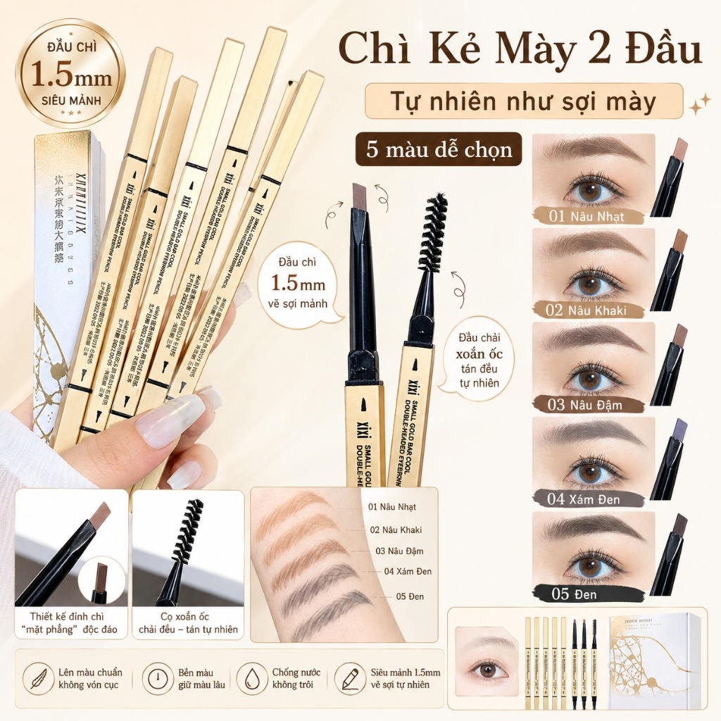Chì Kẻ Mày Tự Động XIXI D235 2mm Ngòi Mảnh Tự Nhiên Chống Nước Không Lem Dễ Kẻ Lâu Trôi