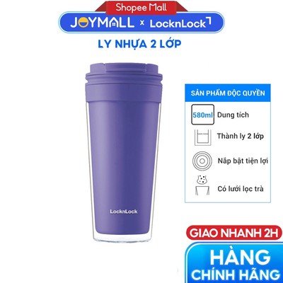 Ly Nhựa 2 Lớp LocknLock HAP519 580ml Màu Xanh Độc Quyền, Hàng Chính Hãng, Có Lưới Lọc Trà - JoyMall