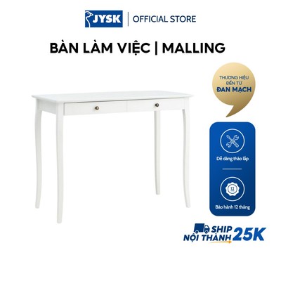 Bàn làm việc | JYSK MALLING | gỗ công nghiệp/gỗ tự nhiên | trắng | R50xD100xC75cm