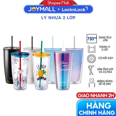 Ly Nhựa 2 Lớp LocknLock HAP519 580ml, HAP507 HAP522 750ml, Hàng Chính Hãng, Có Lưới Lọc Trà -JoyMall