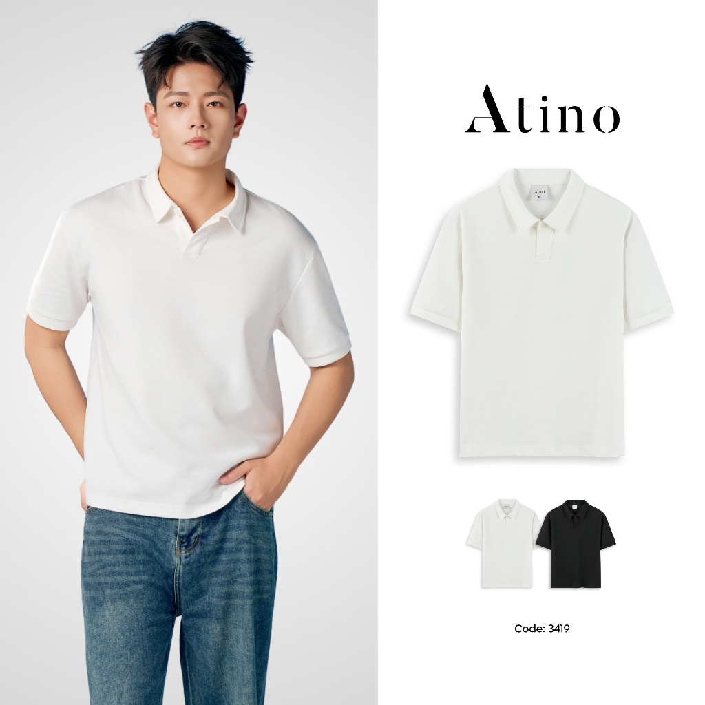 Áo Thun Polo Nam Cao Cấp ATINO Chất Cotton Dày Dặn Mềm Mại Co Giãn Thoải Mái L.3.3419