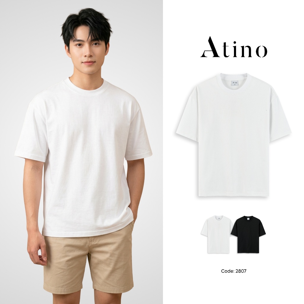 Áo Phông Nam ATINO Form Rộng Chất Cotton Thoáng Khí Trẻ Trung L.4.2807