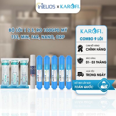 Bộ 9 Lõi Lọc Nước Karofi Chính Hãng - Bộ Lõi Thay Thế Máy RO Oi129A M-I129/H (123 + RO100US + 56789)