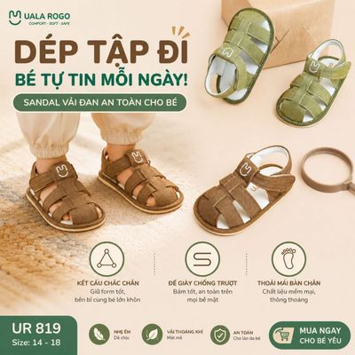 Dép cho bé tập đi Ualarogo sandal đế cao su chống trượt xăng đan quai dán điều chỉnh D3