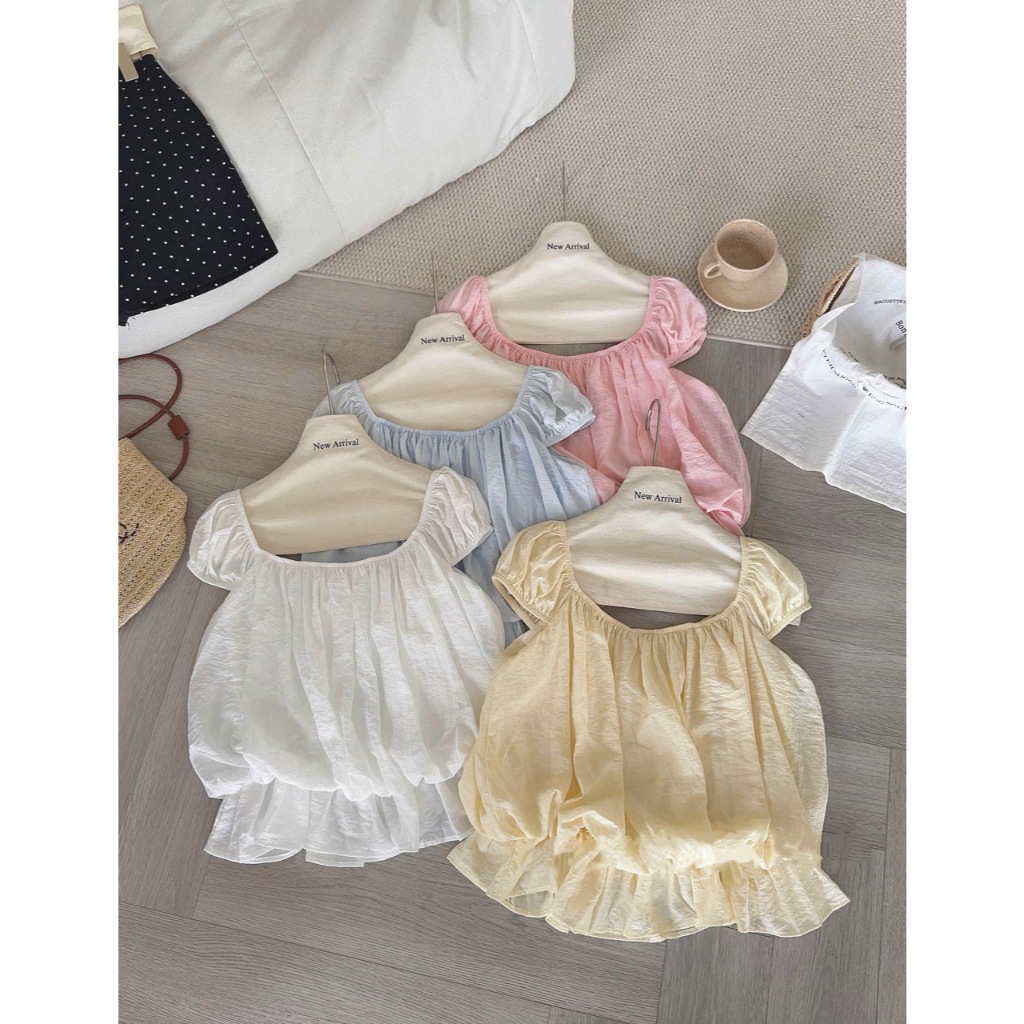 (MÃ 5675) ÁO SƠ MI KIỂU TAY CỘC DÁNG BÍ BỒNG BO CHUN XÒE NHẸ VẢI VOAN TƠ ÁO KIỂU VOAN TƠ - DÀNH CHO NỮ | BigBuy360 - bigbuy360.vn