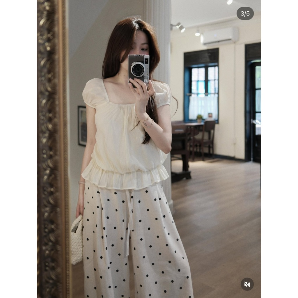 (MÃ 5675) ÁO SƠ MI KIỂU TAY CỘC DÁNG BÍ BỒNG BO CHUN XÒE NHẸ VẢI VOAN TƠ ÁO KIỂU VOAN TƠ - DÀNH CHO NỮ | BigBuy360 - bigbuy360.vn