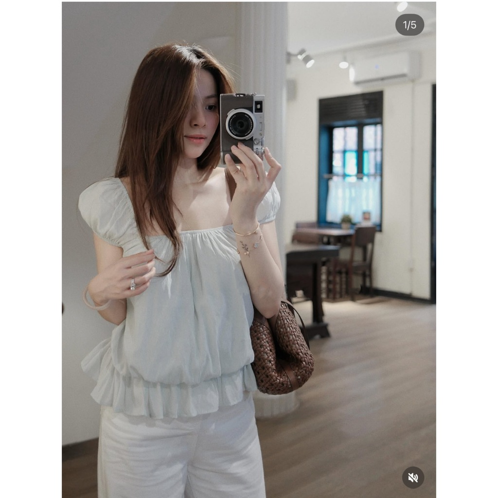(MÃ 5675) ÁO SƠ MI KIỂU TAY CỘC DÁNG BÍ BỒNG BO CHUN XÒE NHẸ VẢI VOAN TƠ ÁO KIỂU VOAN TƠ - DÀNH CHO NỮ | BigBuy360 - bigbuy360.vn
