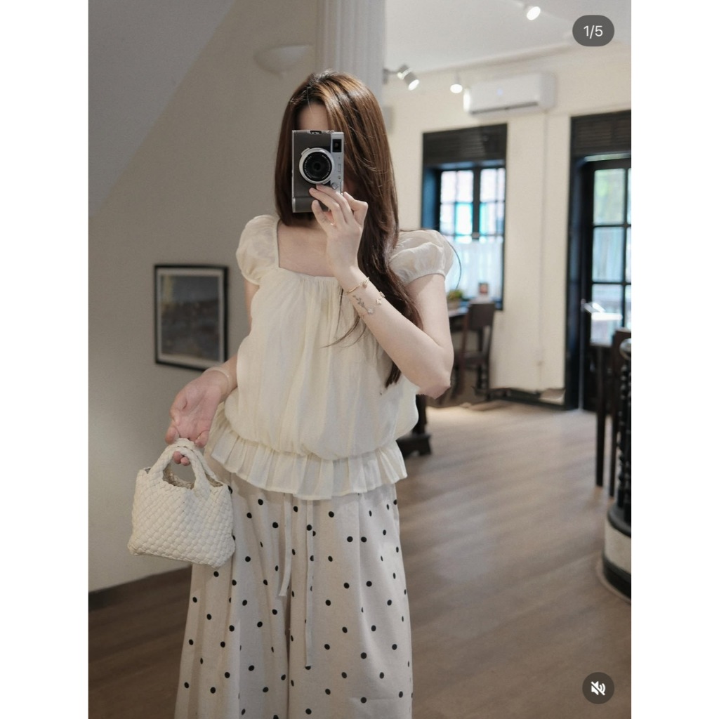 (MÃ 5675) ÁO SƠ MI KIỂU TAY CỘC DÁNG BÍ BỒNG BO CHUN XÒE NHẸ VẢI VOAN TƠ ÁO KIỂU VOAN TƠ - DÀNH CHO NỮ | BigBuy360 - bigbuy360.vn