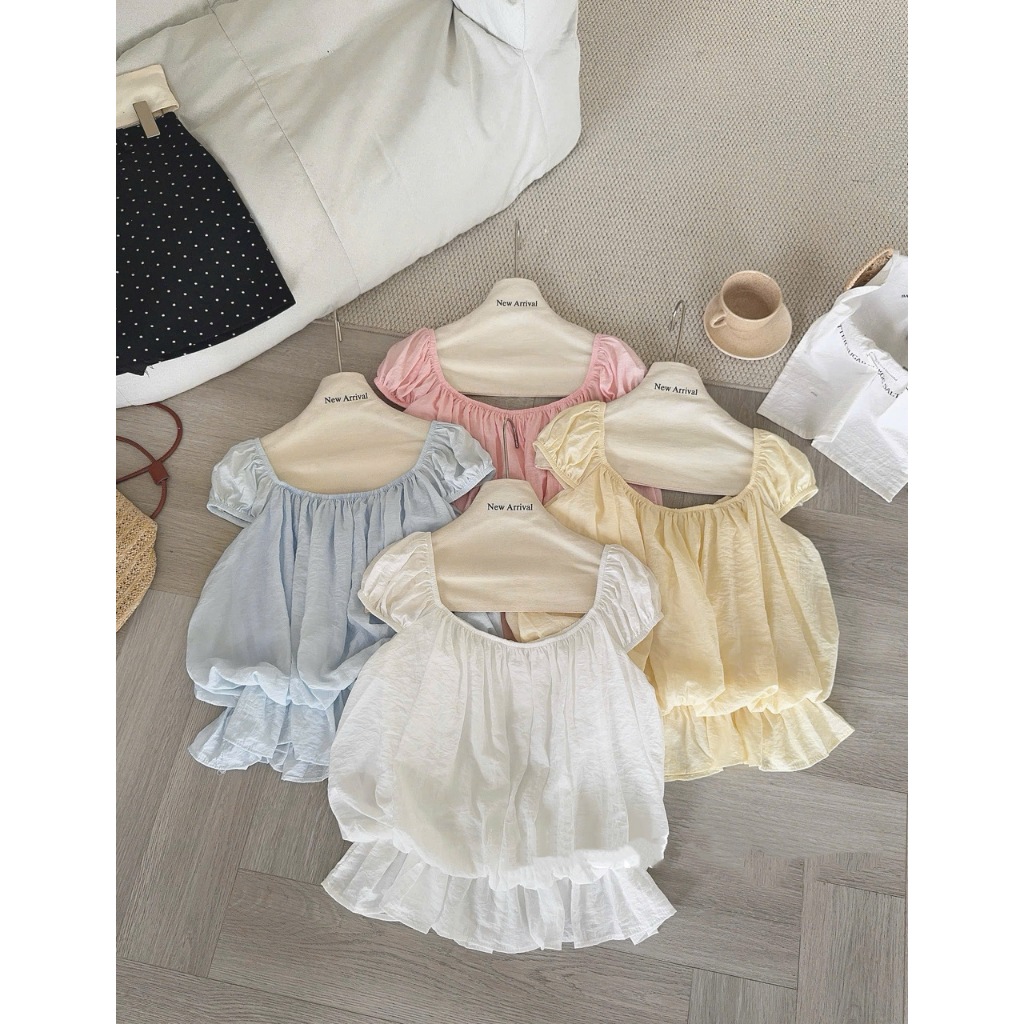 (MÃ 5675) ÁO SƠ MI KIỂU TAY CỘC DÁNG BÍ BỒNG BO CHUN XÒE NHẸ VẢI VOAN TƠ ÁO KIỂU VOAN TƠ - DÀNH CHO NỮ | BigBuy360 - bigbuy360.vn