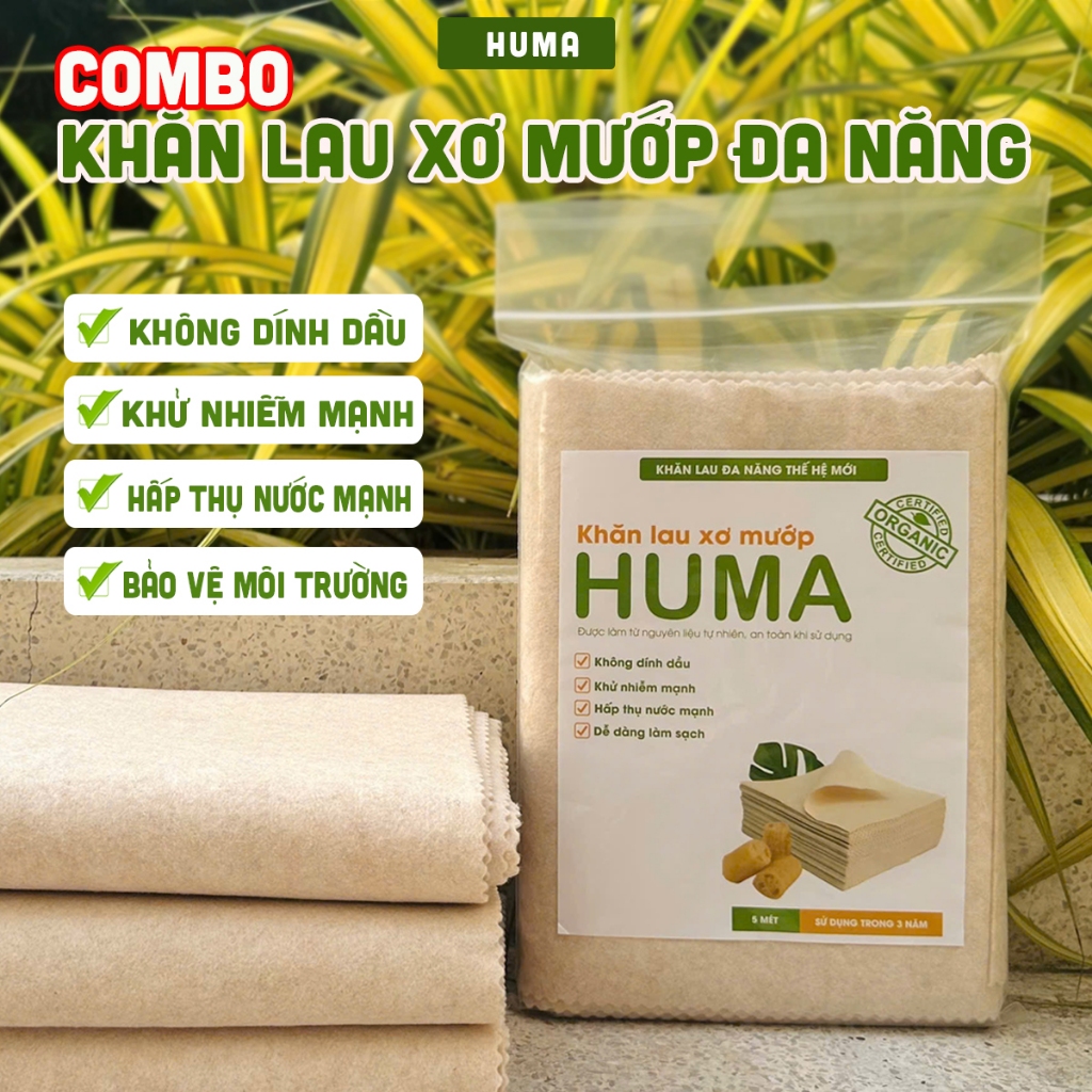 Khăn Lau Xơ Mướp Đa Năng HUMA (Cắt tùy ý). Siêu thấm hút, tách dầu, làm sạch…
