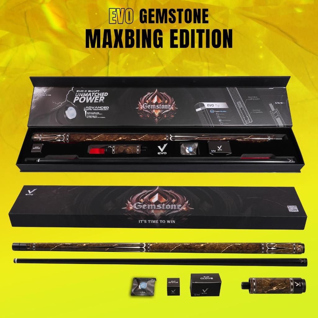 Gậy Bida EVO GEMSTONE - COMBO MAXBING EVO GEMSTONE - Ngọn Glass Fiber Cao Cấp - Chính Hãng