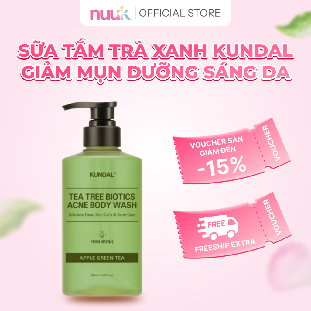 Sữa Tắm Trà Xanh KUNDAL TEA TREE BIOTICS, Sữa Tắm Dưỡng Da Mịn Da Thành Phần Tự Nhiên