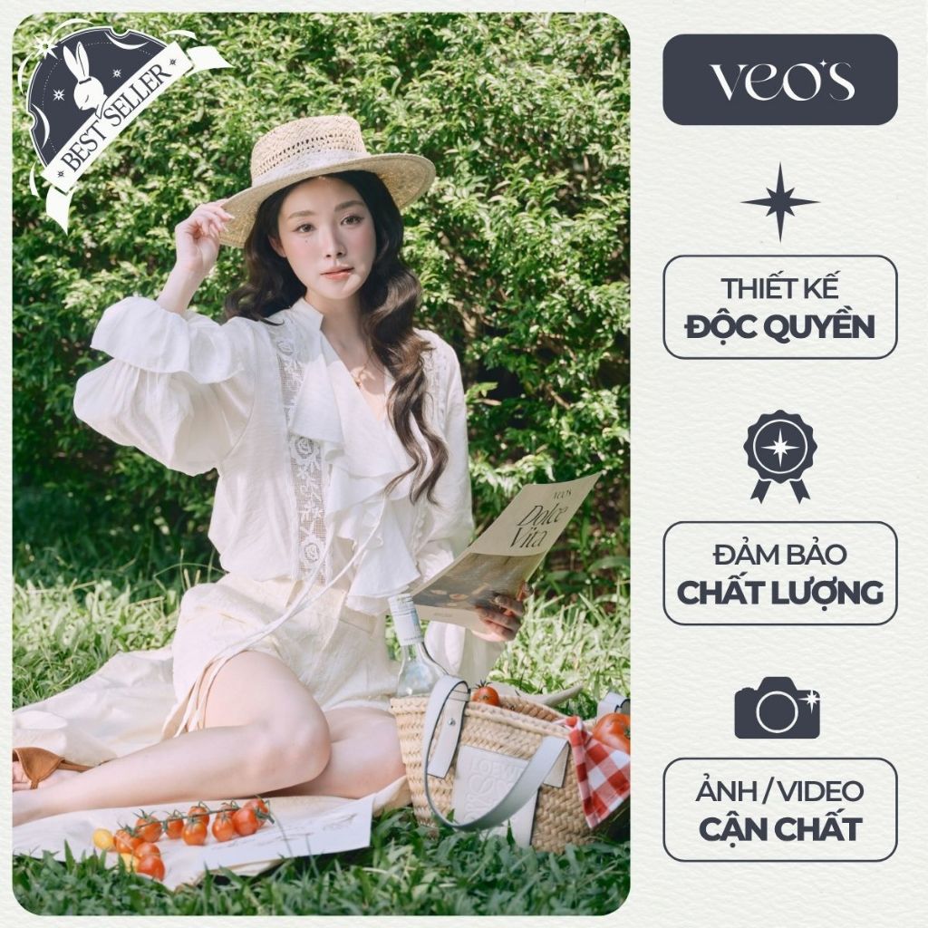 Áo Sơ Mi Dáng Suông Thiết Kế Cổ V Phối Bèo Tay Phồng Chun Tay Chất Liệu Đũi Lụa Phối Ren - Lala Shirt | BigBuy360 - bigbuy360.vn