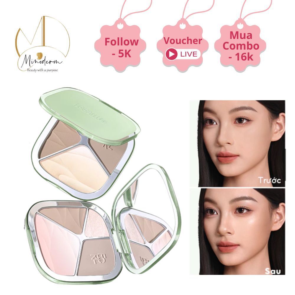Tạo khối Focallure Color Highlighter Contour Palette tạo chiều sâu, định hình góc cạnh FA-F86.