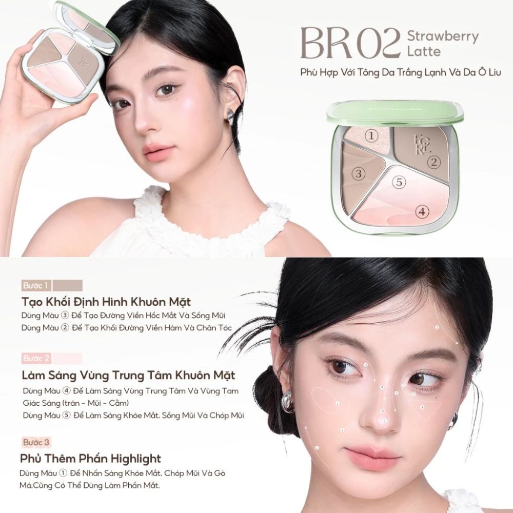 Ảnh 3 của Tạo khối Focallure Color Highlighter Contour Palette tạo chiều sâu, định hình góc cạnh FA-F86.