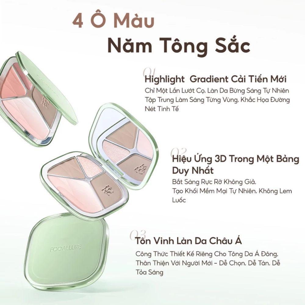 Ảnh 8 của Tạo khối Focallure Color Highlighter Contour Palette tạo chiều sâu, định hình góc cạnh FA-F86.