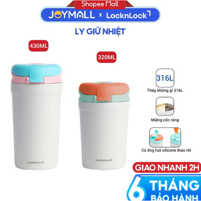 Bình Giữ Nhiệt LocknLock Dual One Touch Tumbler LHC3276 320ml, Hàng Chính Hãng, Kèm Ống Hút- JoyMall