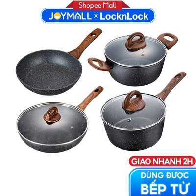 Nồi chảo nhôm chống dính LocknLock Baum Marble, Hàng chính hãng, dùng được bếp từ - JoyMall