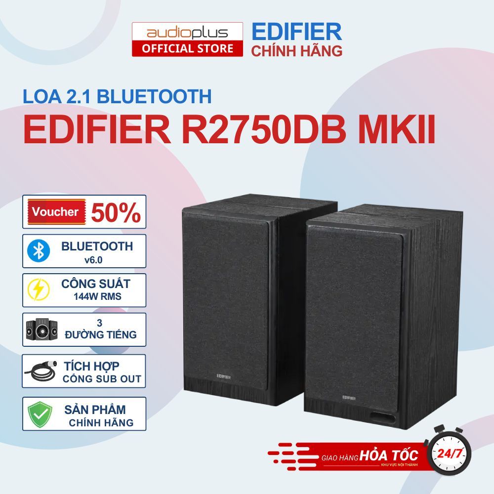 Loa Bookshelf không dây 2.0 EDIFIER R2750DB MKII - 3 Đường Tiếng - Bass 7inch - Bluetooth v6.0