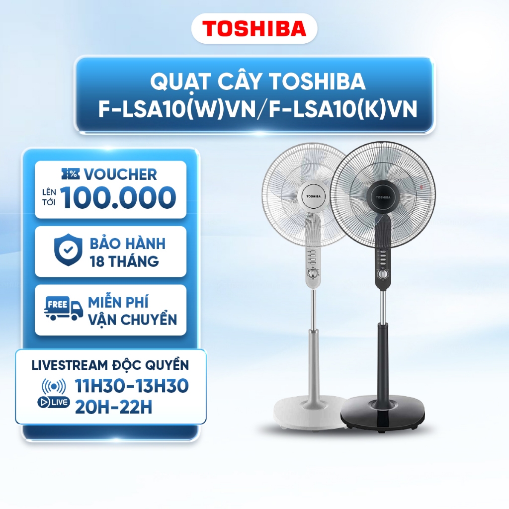 Quạt đứng Toshiba F-LSA10(W)VN/ F-LSA10(K)VN - 3 mức gió - Bảo hành 12 Tháng
