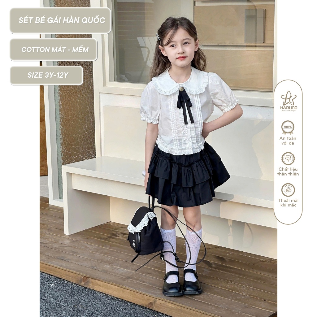 Set bé gái tiểu thư cổ điển size 3y - 12y