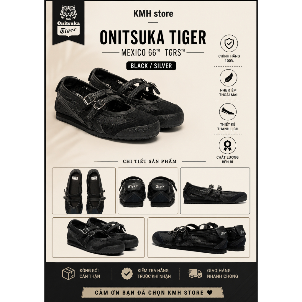 KMH store  [ Chính Hãng ] Giày  Onitsuka Tiger Women's Mexico 66 TGRS "Black"