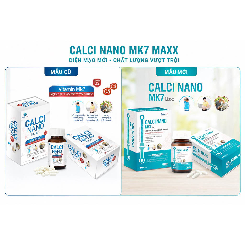 Viên uống bổ sung canxi hữu cơ CALCI NANO MK7 Blue+