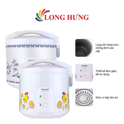 Nồi cơm điện nắp gài Sharp 1.8 lít KS-183TJV - Hàng chính hãng