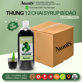 ( Trà pha sẵn ) Thùng 12 Chai Trà Bí Đao AUMIS 1000ml Trà Pha Sẵn, Làm Trà Trái Cây Mùa Hè