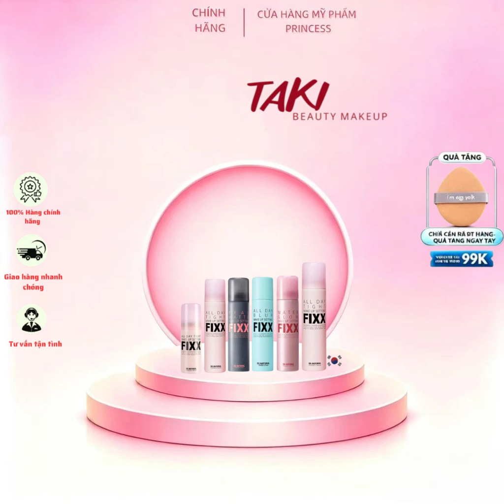 Xịt Khoá Makeup So Natural All Day Tight Make Up Setting 120ml Real Matte 75ml / Water Glow Fixx 75m