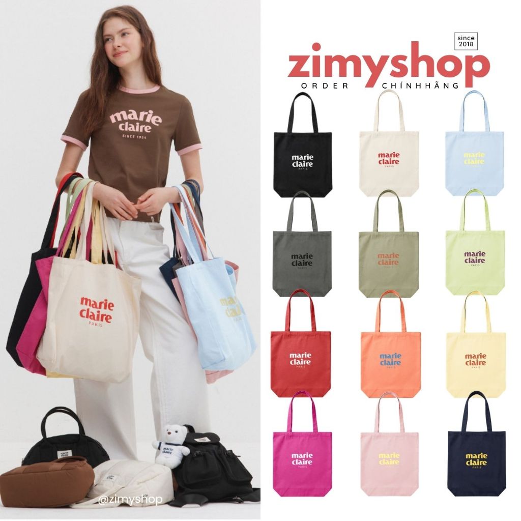 CHÍNH HÃNG TÚI ESSENTIAL LOGO COTTON BAG MARIE CLAIRE HÀN QUỐC