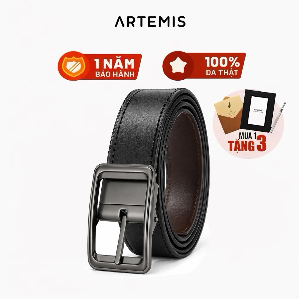 Thắt Lưng Da Nomad (Nam) - 3.3 cm Da bò nhập khẩu khoá lỗ kim màu khoá trắng/đen thép không gỉ