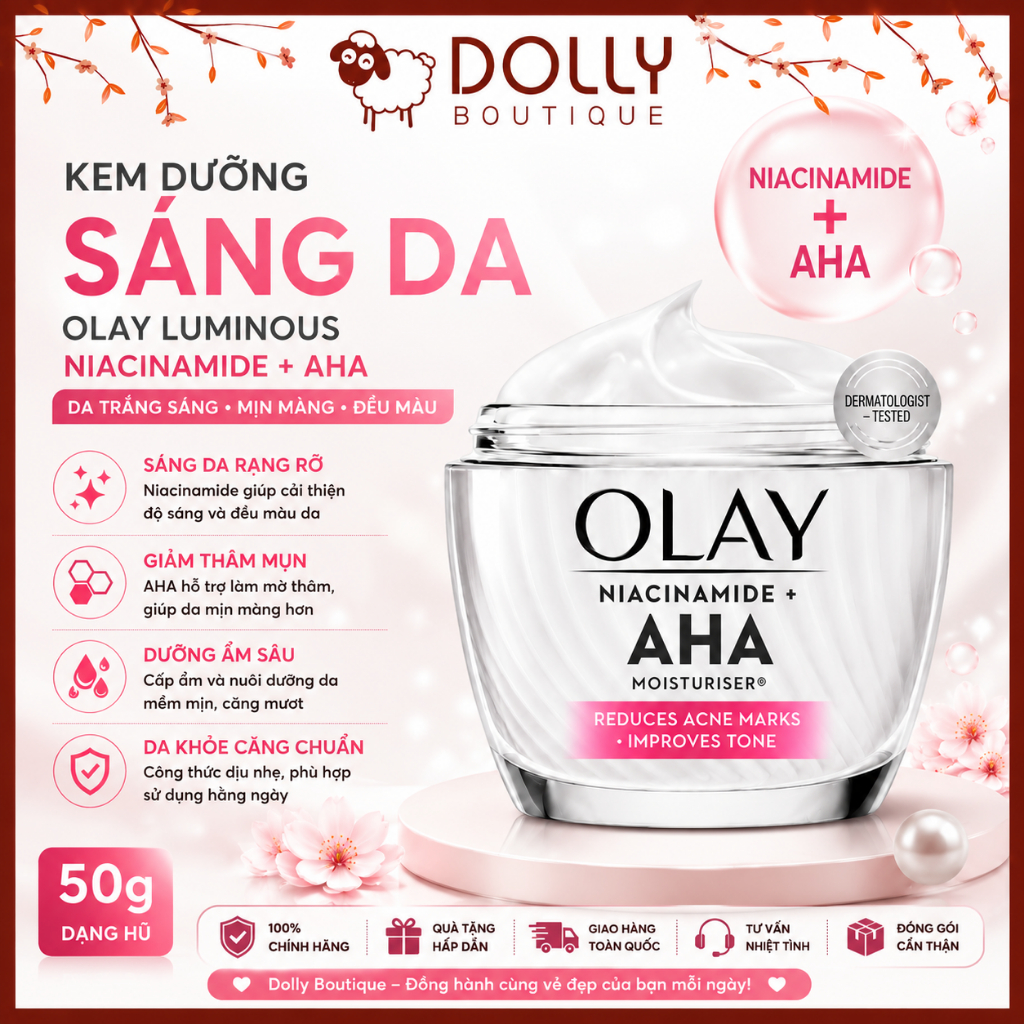 Kem Dưỡng Sáng Da Olay Luminous Niacinamide AHA 50g