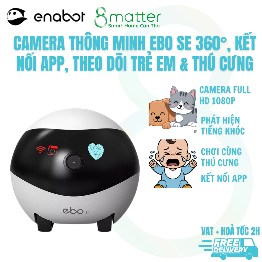 Robot Camera Thông Minh EBO SE 360° – Camera Trông Trẻ Em & Thú Cưng Di Động, Điều Khiển Qua App - B